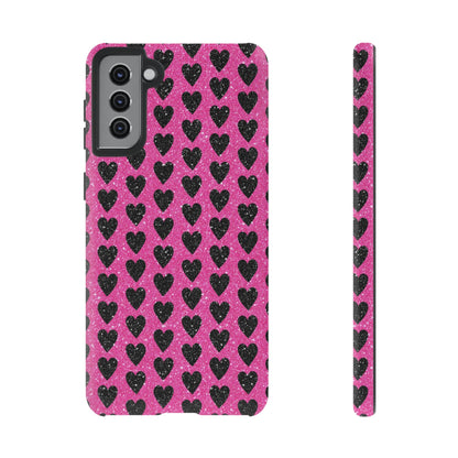 Black Hearts Glitter Samsung Galaxy Case - BOGO Cases