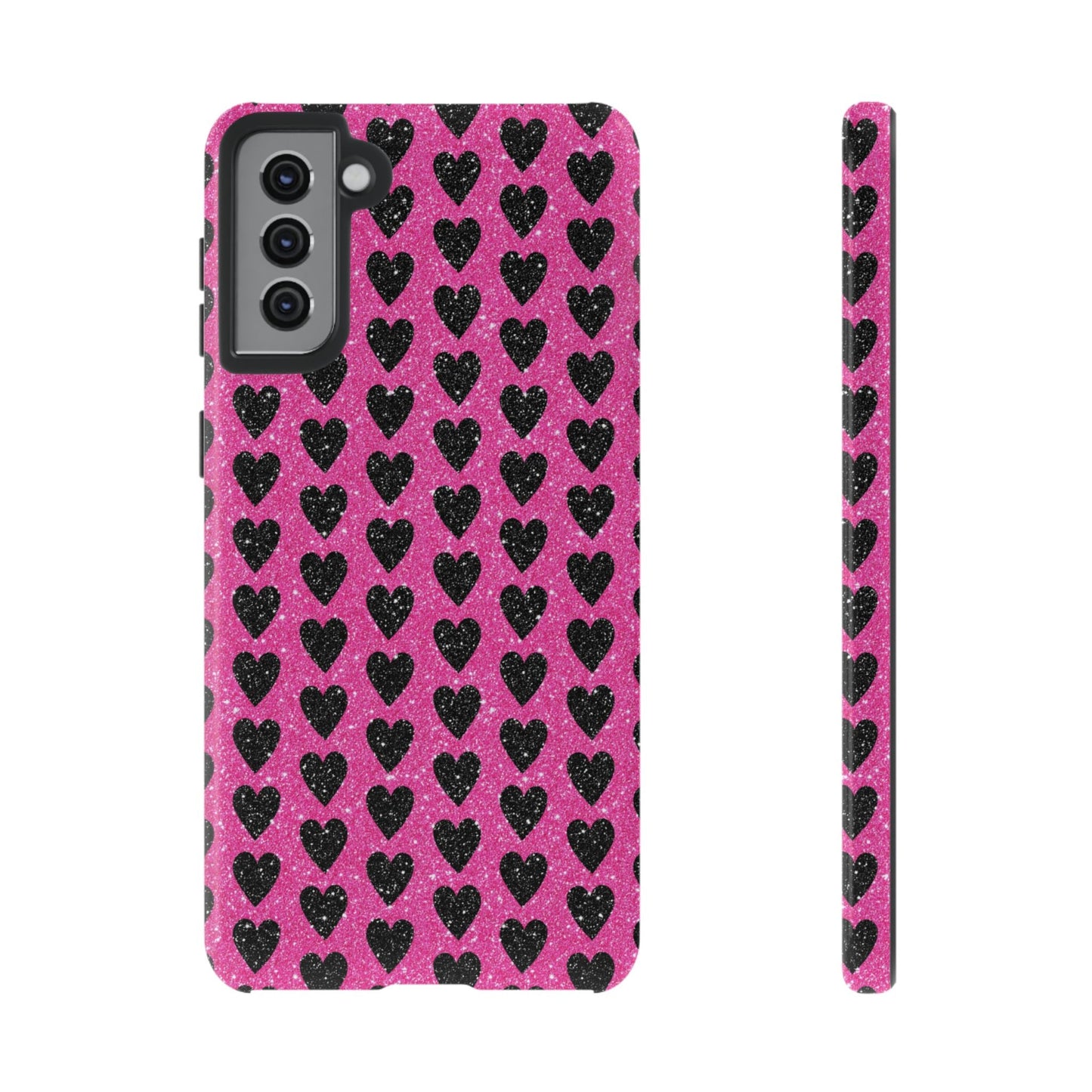 Black Hearts Glitter Samsung Galaxy Case - BOGO Cases