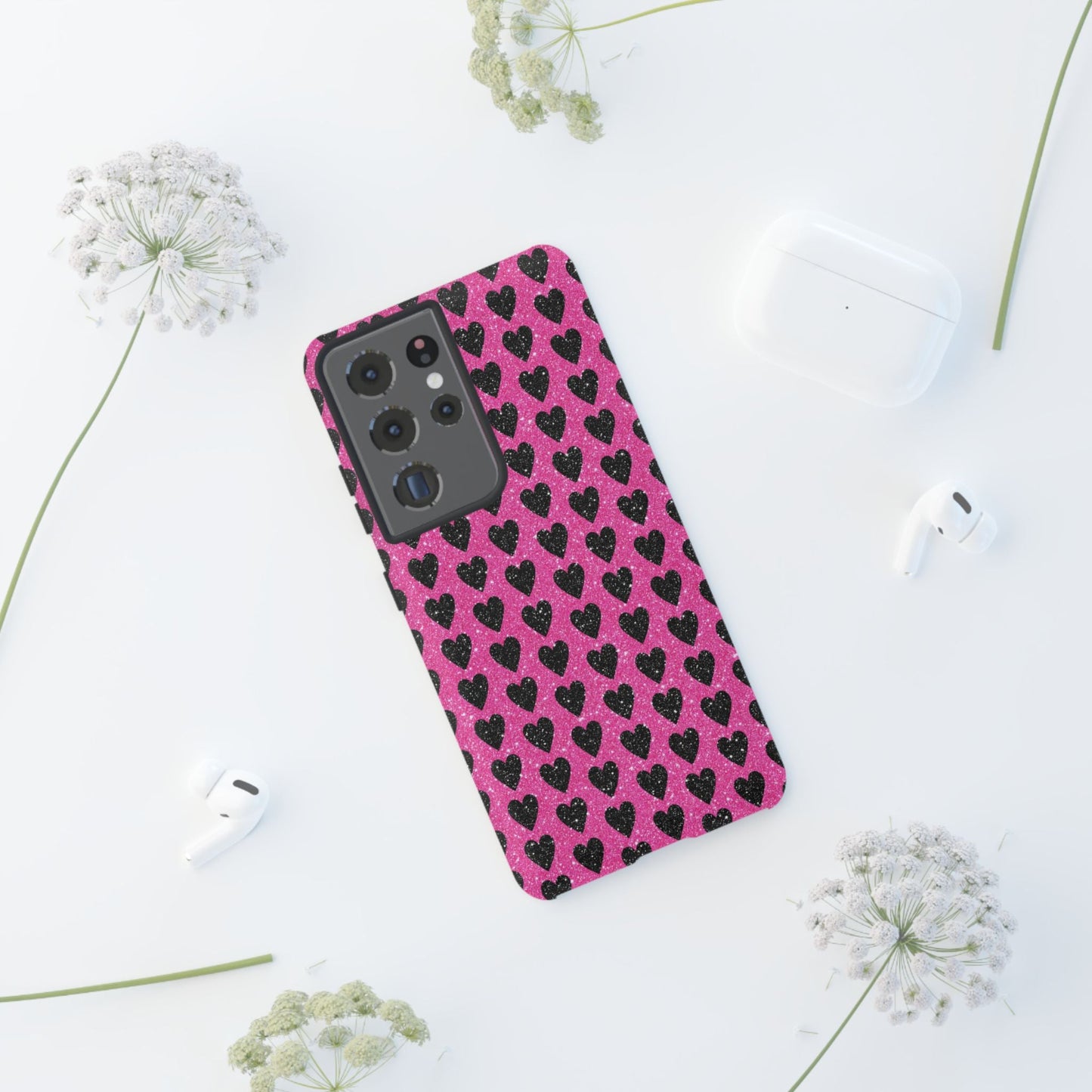Black Hearts Glitter Samsung Galaxy Case - BOGO Cases