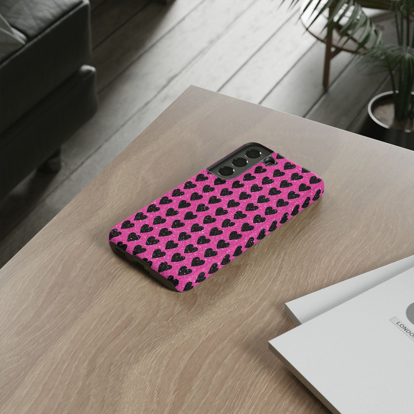 Black Hearts Glitter Samsung Galaxy Case - BOGO Cases