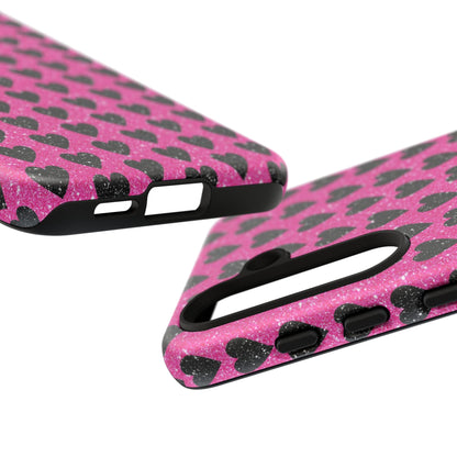 Black Hearts Glitter Samsung Galaxy Case - BOGO Cases