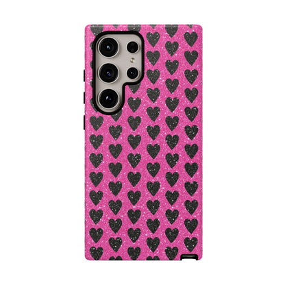 Black Hearts Glitter Samsung Galaxy Case - BOGO Cases