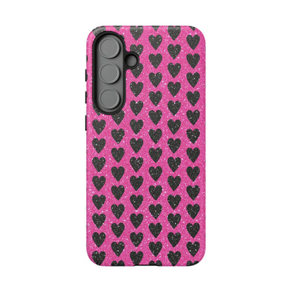 Black Hearts Glitter Samsung Galaxy Case - BOGO Cases