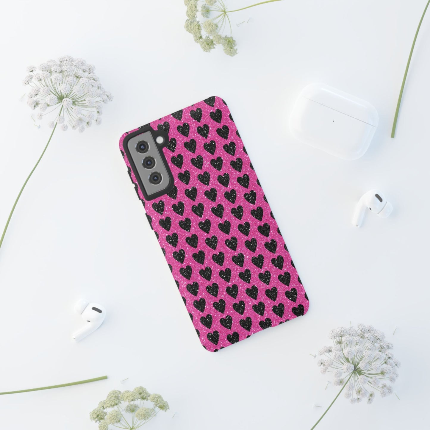Black Hearts Glitter Samsung Galaxy Case - BOGO Cases