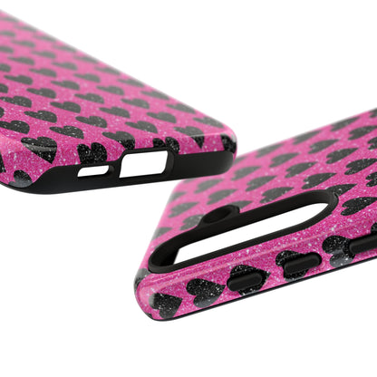 Black Hearts Glitter Samsung Galaxy Case - BOGO Cases