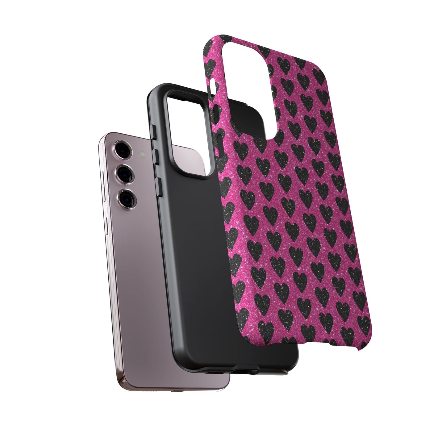 Black Hearts Glitter Samsung Galaxy Case - BOGO Cases