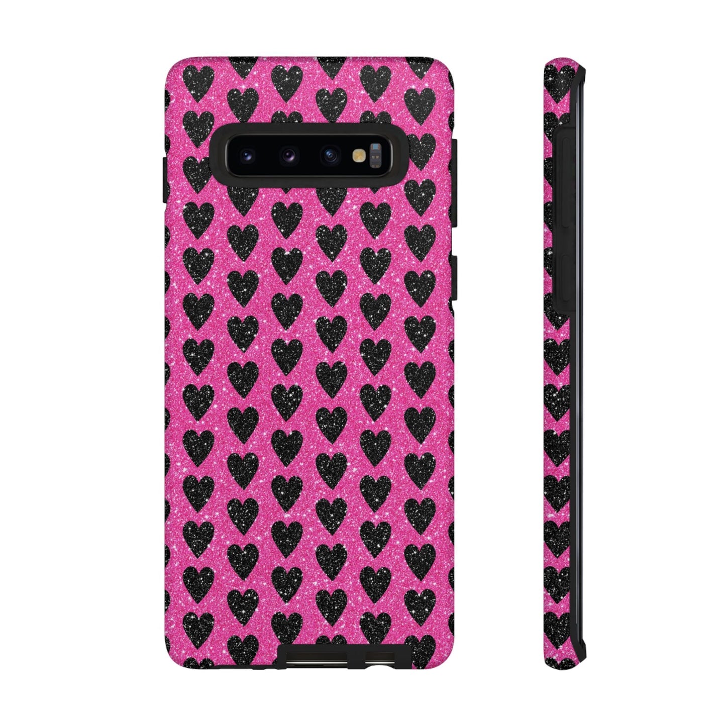 Black Hearts Glitter Samsung Galaxy Case - BOGO Cases