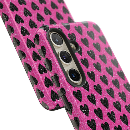 Black Hearts Glitter Samsung Galaxy Case - BOGO Cases