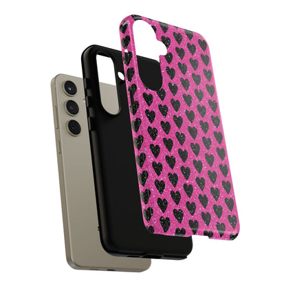 Black Hearts Glitter Samsung Galaxy Case - BOGO Cases