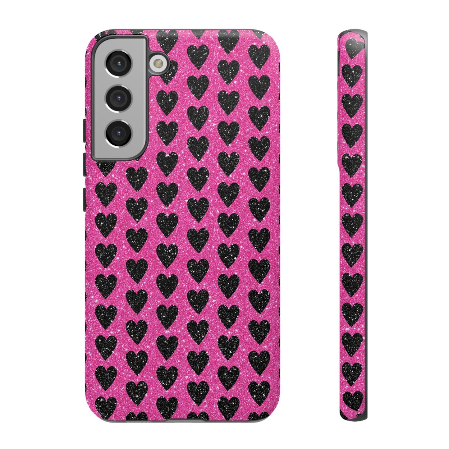 Black Hearts Glitter Samsung Galaxy Case - BOGO Cases