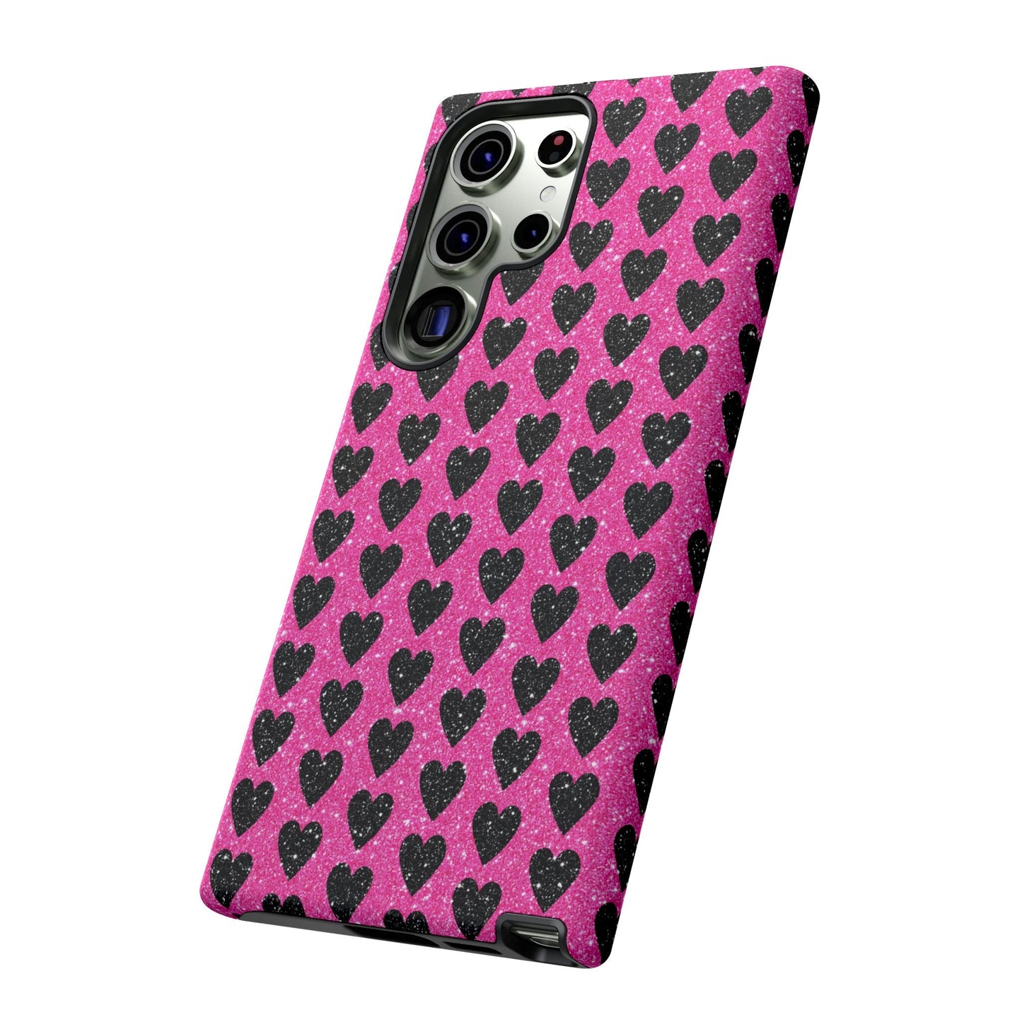 Black Hearts Glitter Samsung Galaxy Case - BOGO Cases