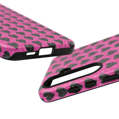 Black Hearts Glitter Samsung Galaxy Case - BOGO Cases