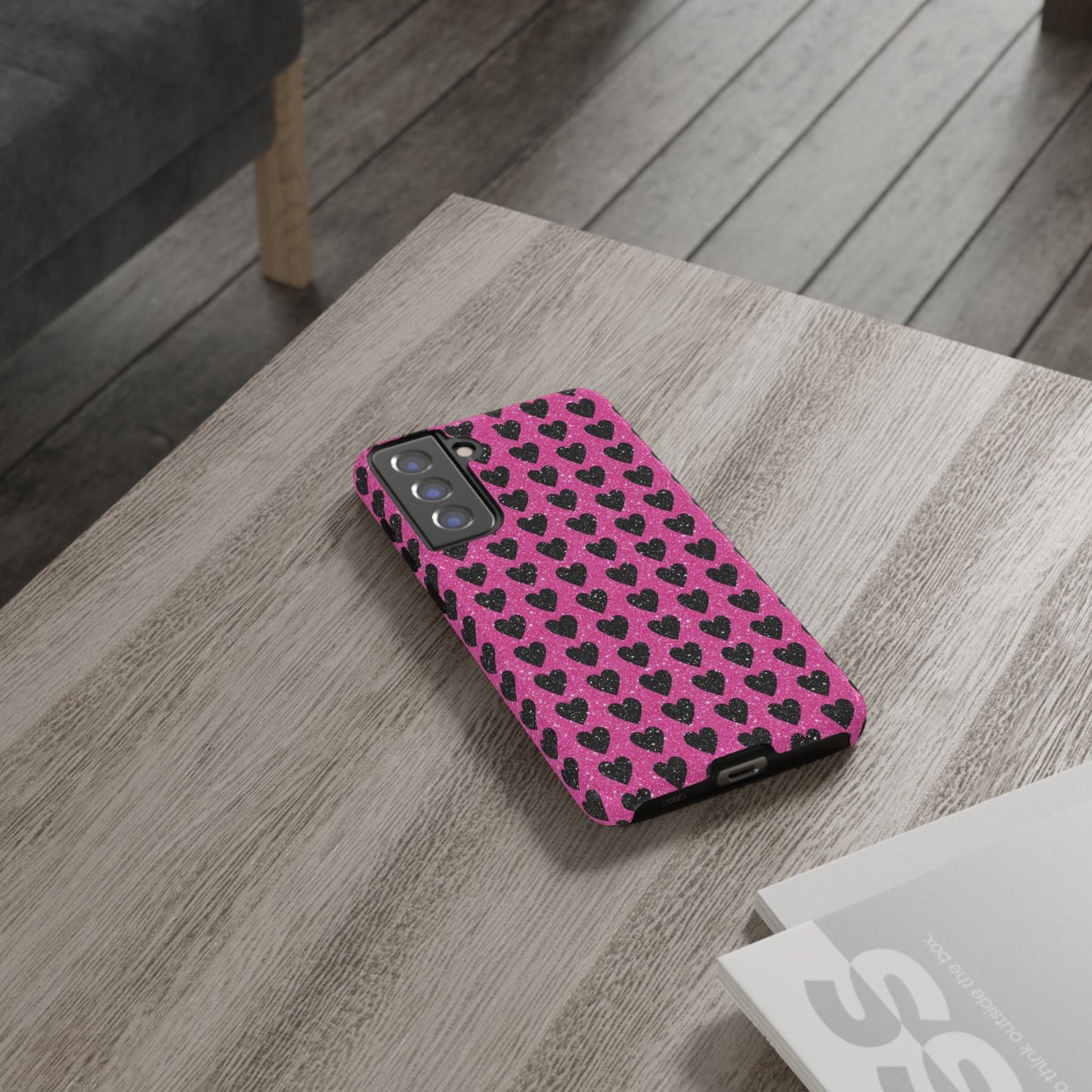 Black Hearts Glitter Samsung Galaxy Case - BOGO Cases
