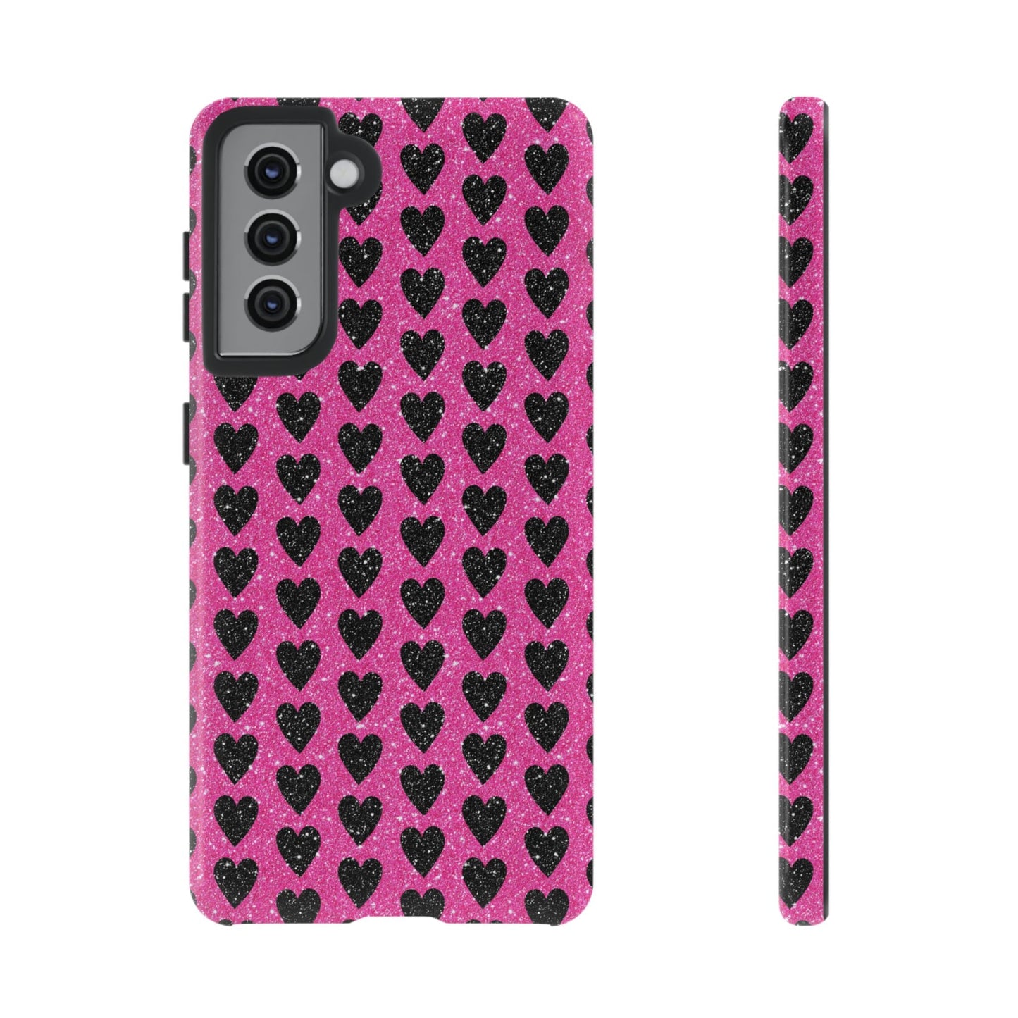 Black Hearts Glitter Samsung Galaxy Case - BOGO Cases