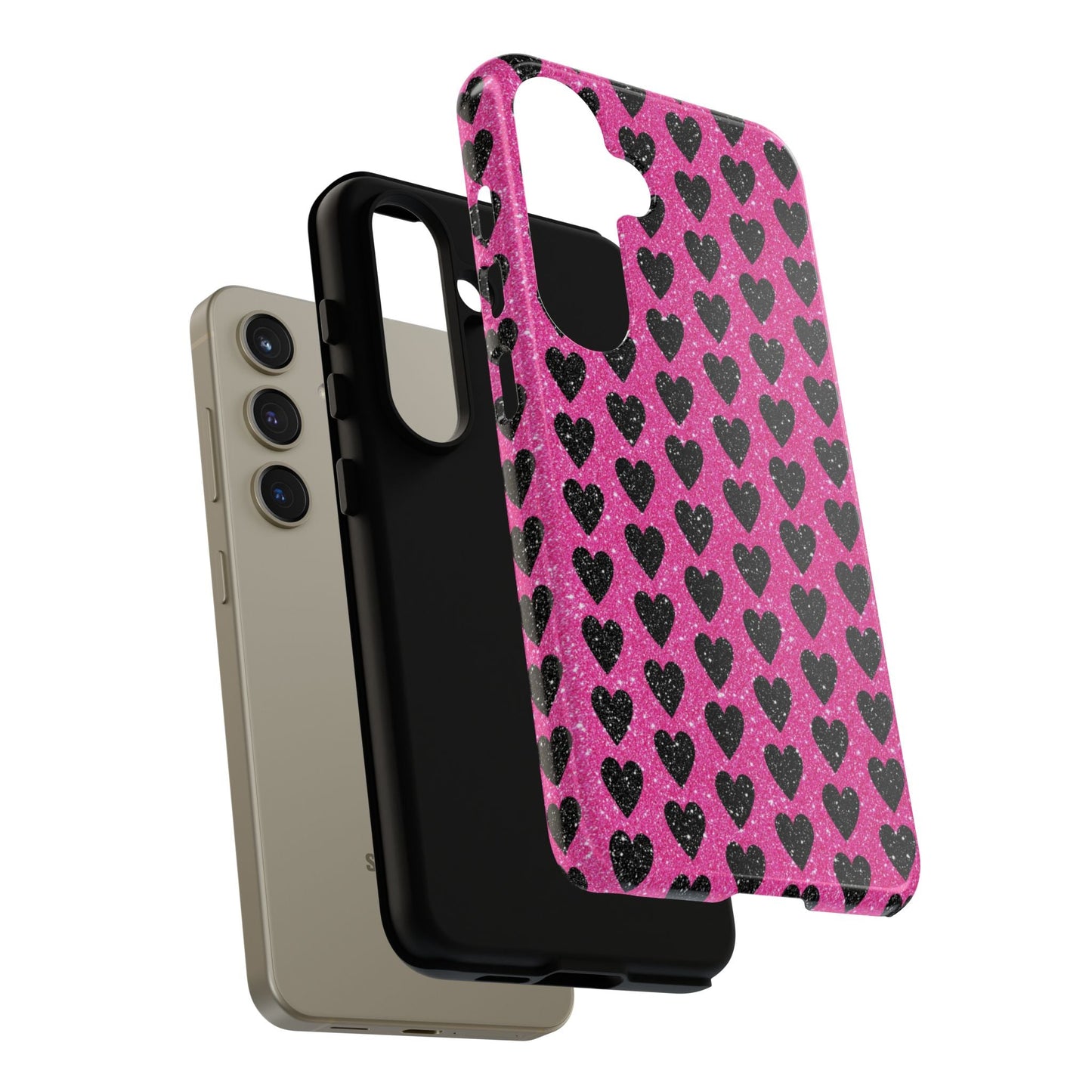Black Hearts Glitter Samsung Galaxy Case - BOGO Cases