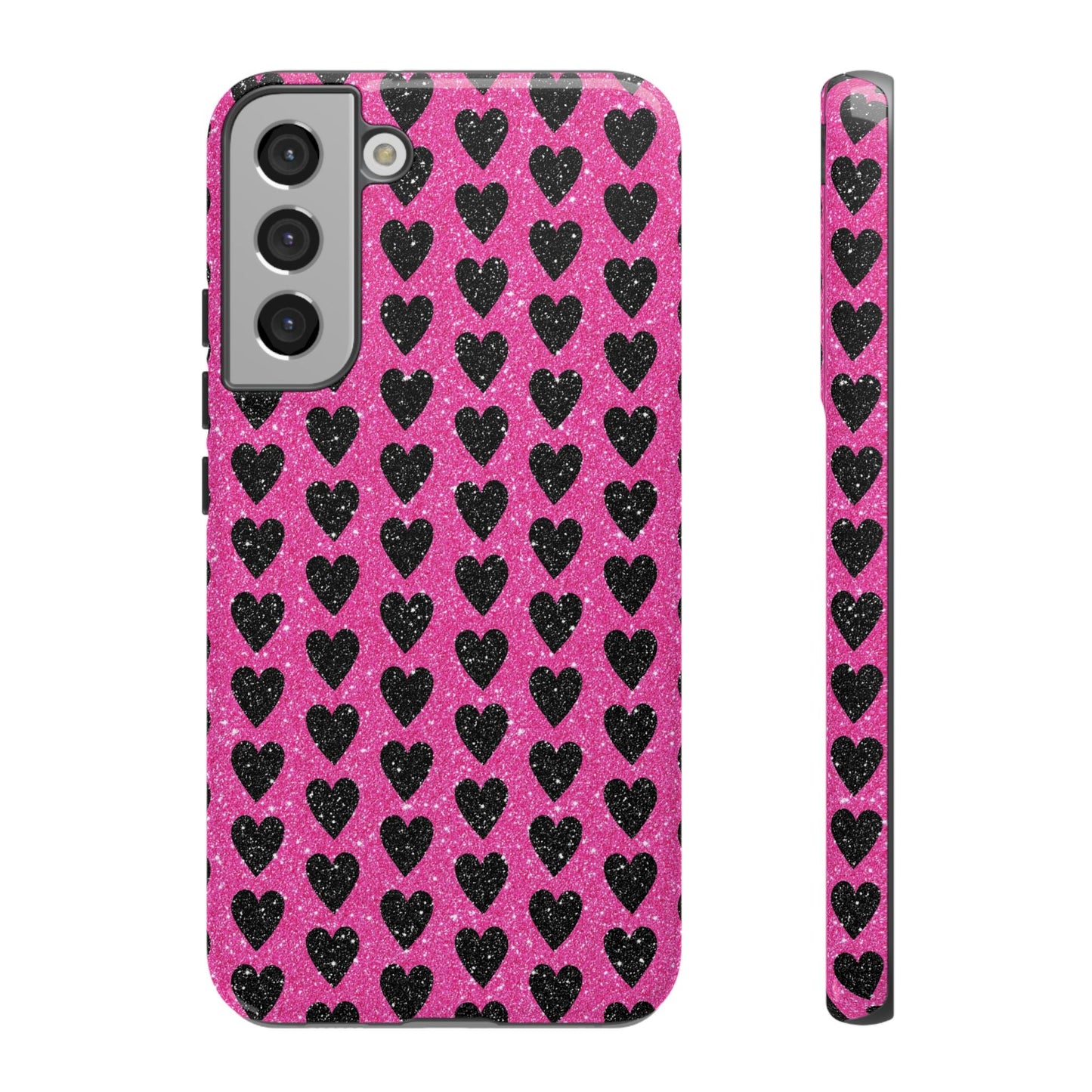 Black Hearts Glitter Samsung Galaxy Case - BOGO Cases