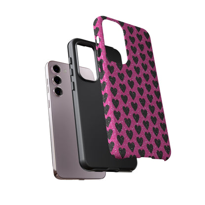 Black Hearts Glitter Samsung Galaxy Case - BOGO Cases