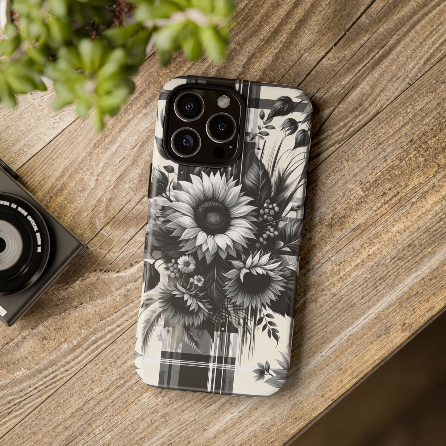 Black Sunflower Plaid Phone Case - BOGO Cases