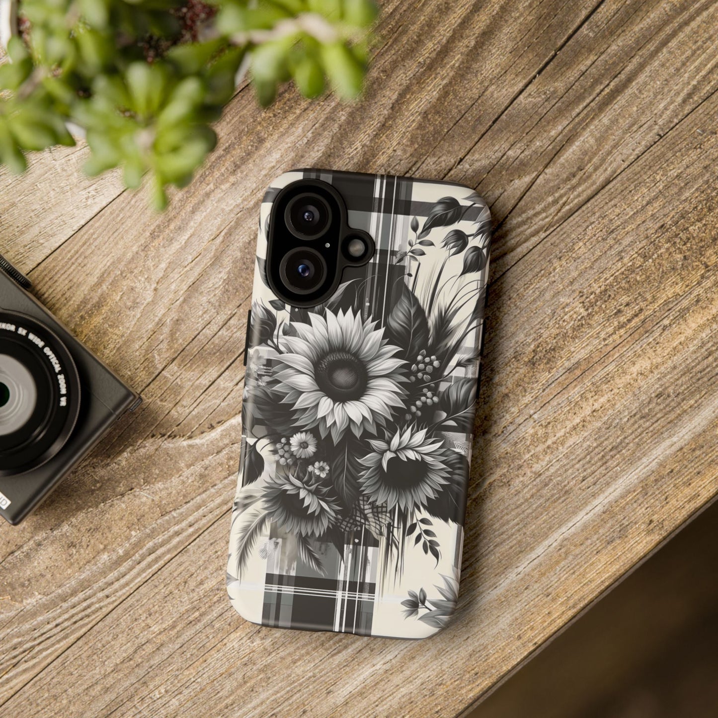 Black Sunflower Plaid Phone Case - BOGO Cases