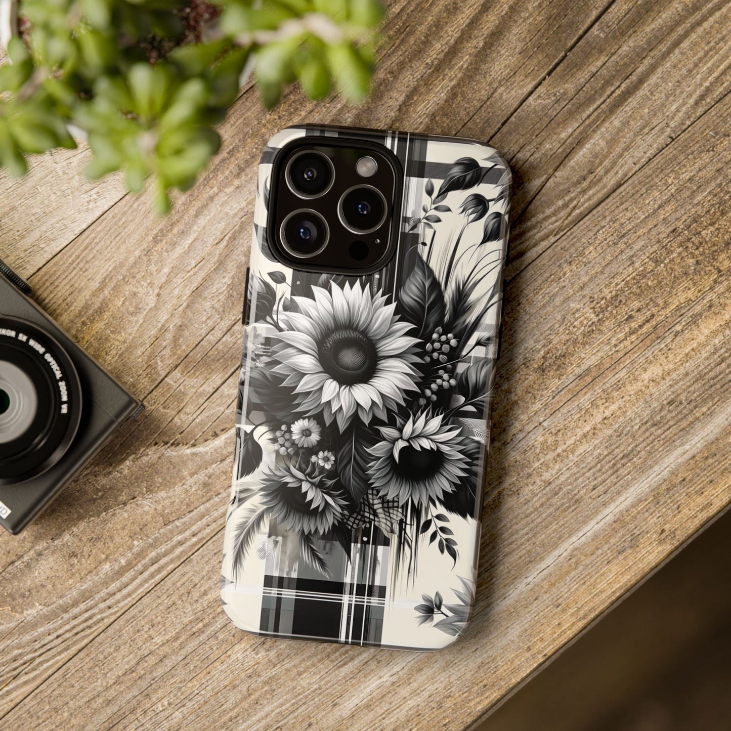 Black Sunflower Plaid Phone Case - BOGO Cases