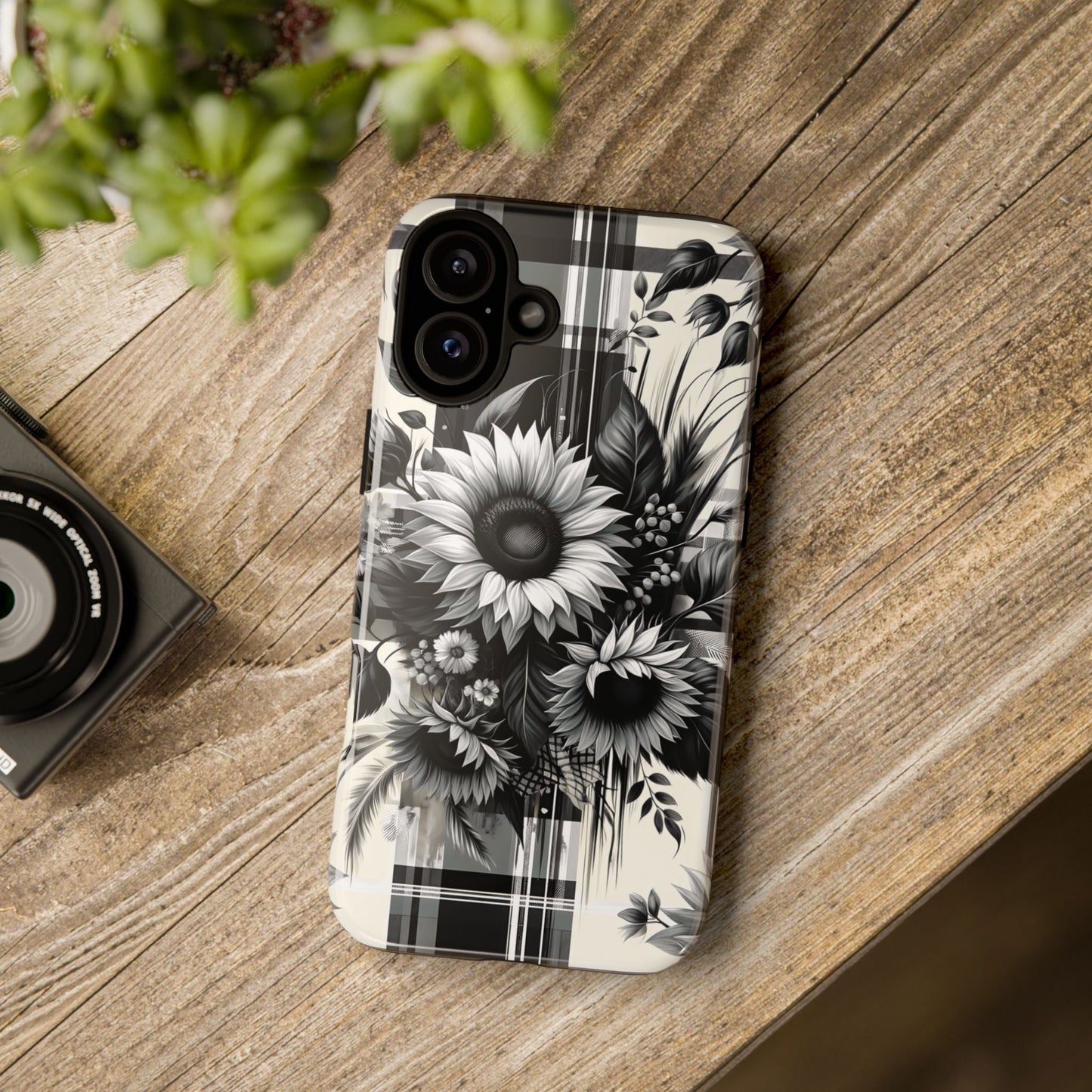 Black Sunflower Plaid Phone Case - BOGO Cases