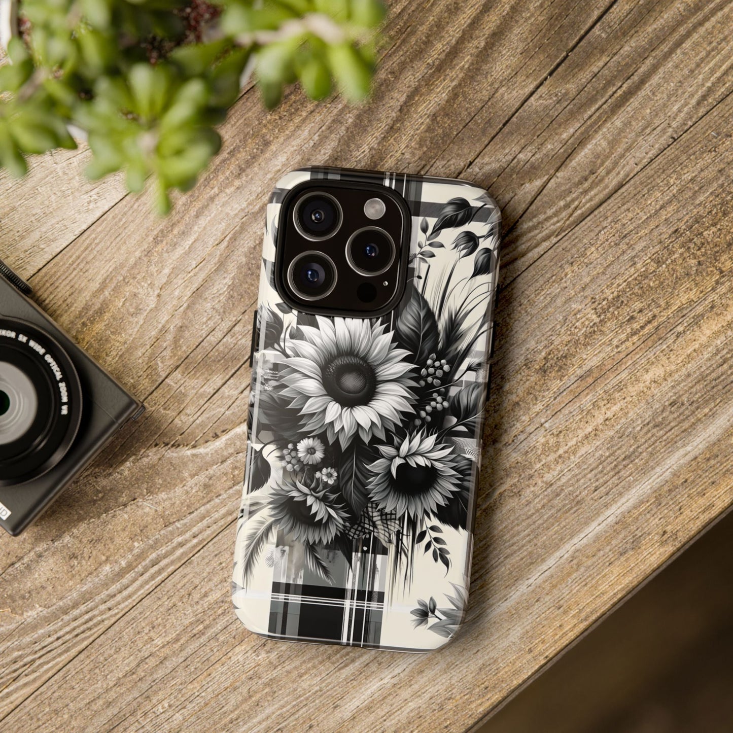 Black Sunflower Plaid Phone Case - BOGO Cases