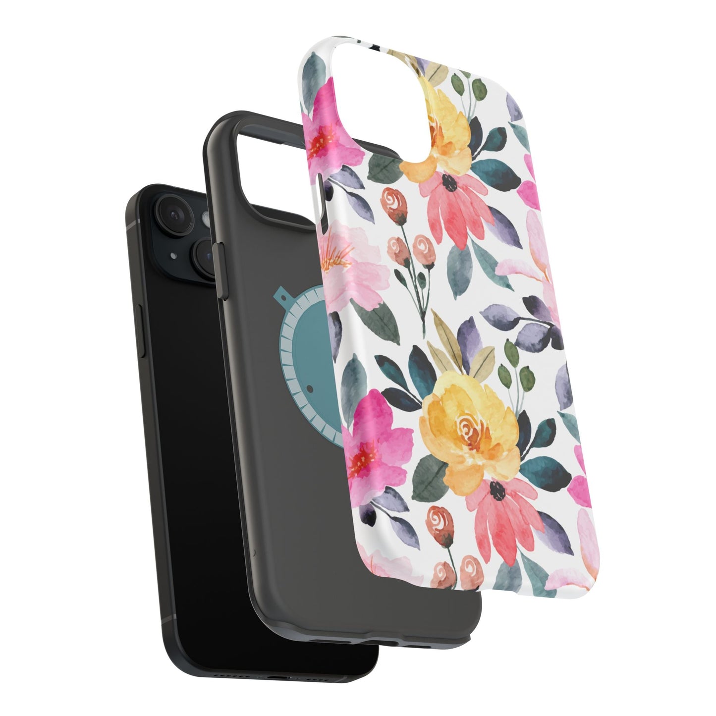 Blossoming Beauty – MagSafe Case with Pastel Floral Watercolor Design - BOGO Cases