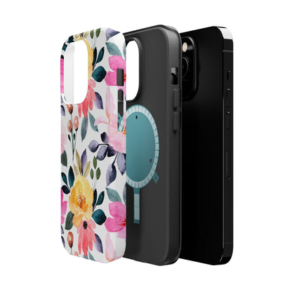 Blossoming Beauty – MagSafe Case with Pastel Floral Watercolor Design - BOGO Cases