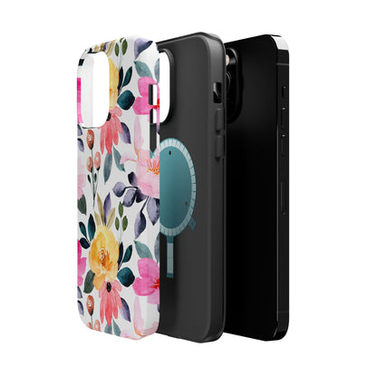 Blossoming Beauty – MagSafe Case with Pastel Floral Watercolor Design - BOGO Cases