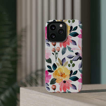 Blossoming Beauty – MagSafe Case with Pastel Floral Watercolor Design - BOGO Cases