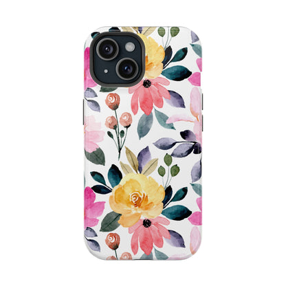 Blossoming Beauty – MagSafe Case with Pastel Floral Watercolor Design - BOGO Cases
