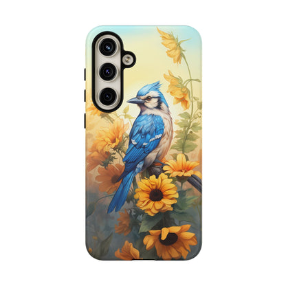 Blue Jay & Sunflowers Phone Case - Perfect Gift for Bird Lovers! - BOGO Cases