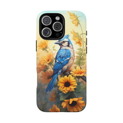 Blue Jay & Sunflowers Phone Case - Perfect Gift for Bird Lovers! - BOGO Cases