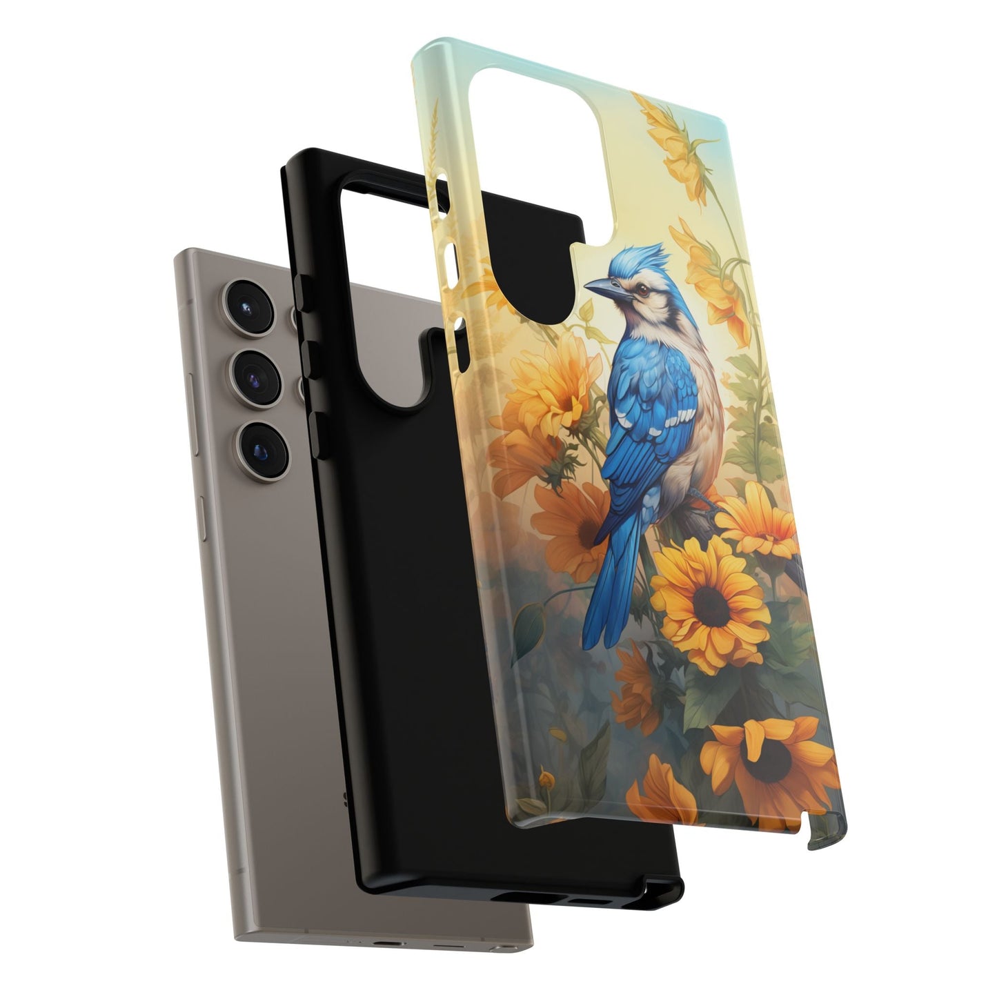 Blue Jay & Sunflowers Phone Case - Perfect Gift for Bird Lovers! - BOGO Cases