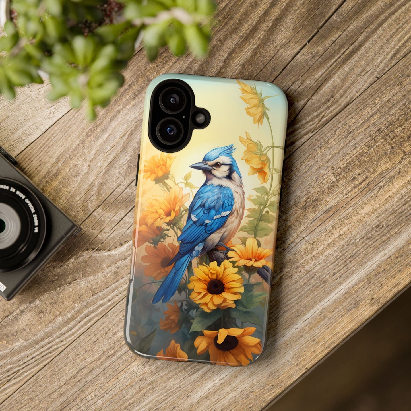 Blue Jay & Sunflowers Phone Case - Perfect Gift for Bird Lovers! - BOGO Cases