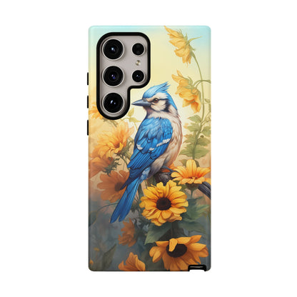 Blue Jay & Sunflowers Phone Case - Perfect Gift for Bird Lovers! - BOGO Cases