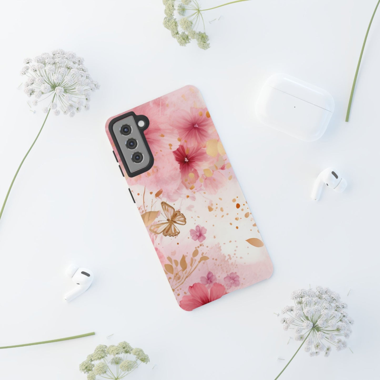 Blush Pink Floral Butterfly - Samsung Galaxy Case - BOGO Cases
