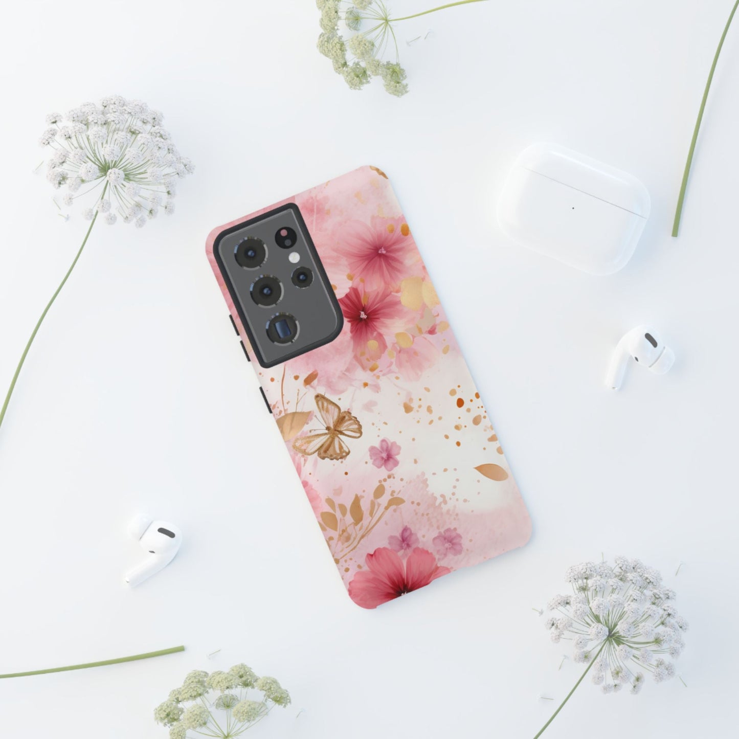 Blush Pink Floral Butterfly - Samsung Galaxy Case - BOGO Cases