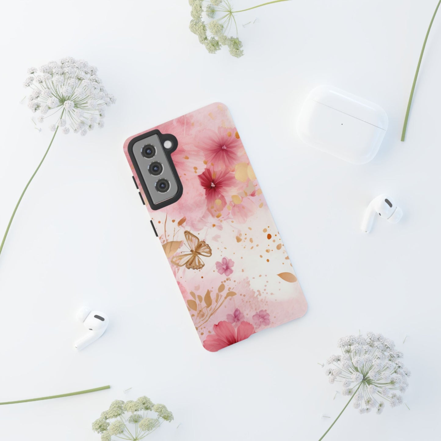 Blush Pink Floral Butterfly - Samsung Galaxy Case - BOGO Cases