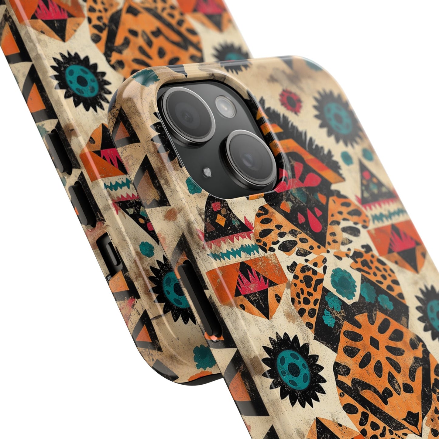 Bohemian Leopard & Tribal Floral Tough iPhone Case – Vibrant Eclectic Design, Dual - Layer Protection - BOGO Cases