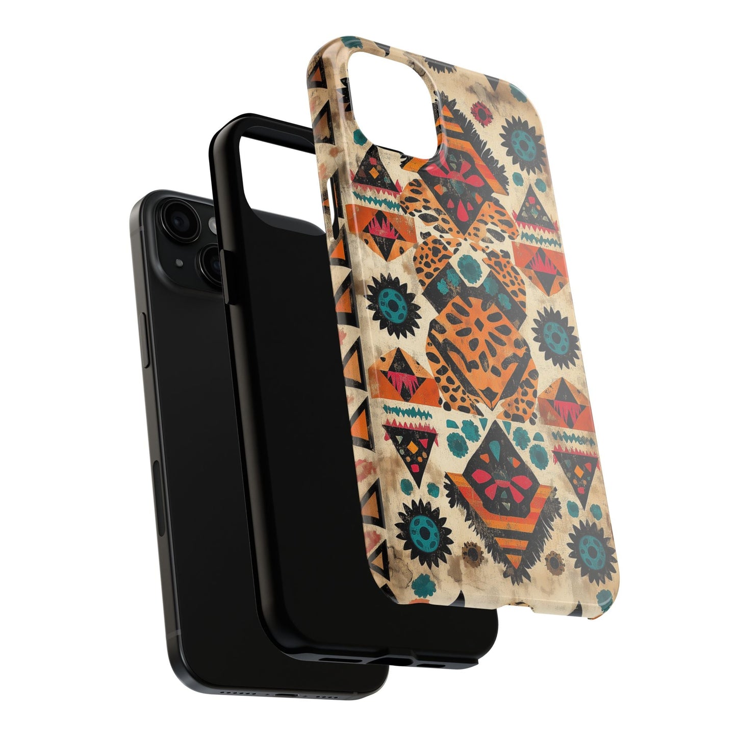 Bohemian Leopard & Tribal Floral Tough iPhone Case – Vibrant Eclectic Design, Dual - Layer Protection - BOGO Cases