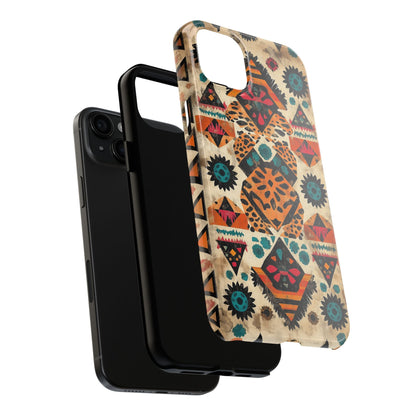 Bohemian Leopard & Tribal Floral Tough iPhone Case – Vibrant Eclectic Design, Dual - Layer Protection - BOGO Cases