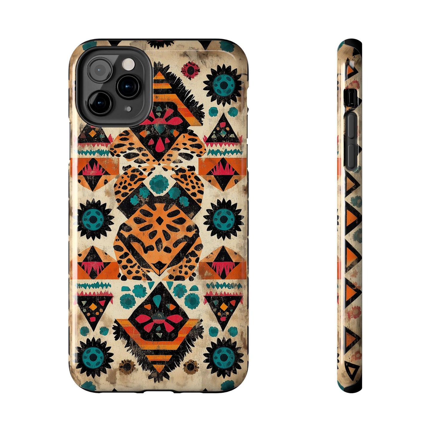 Bohemian Leopard & Tribal Floral Tough iPhone Case – Vibrant Eclectic Design, Dual - Layer Protection - BOGO Cases