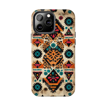 Bohemian Leopard & Tribal Floral Tough iPhone Case – Vibrant Eclectic Design, Dual - Layer Protection - BOGO Cases