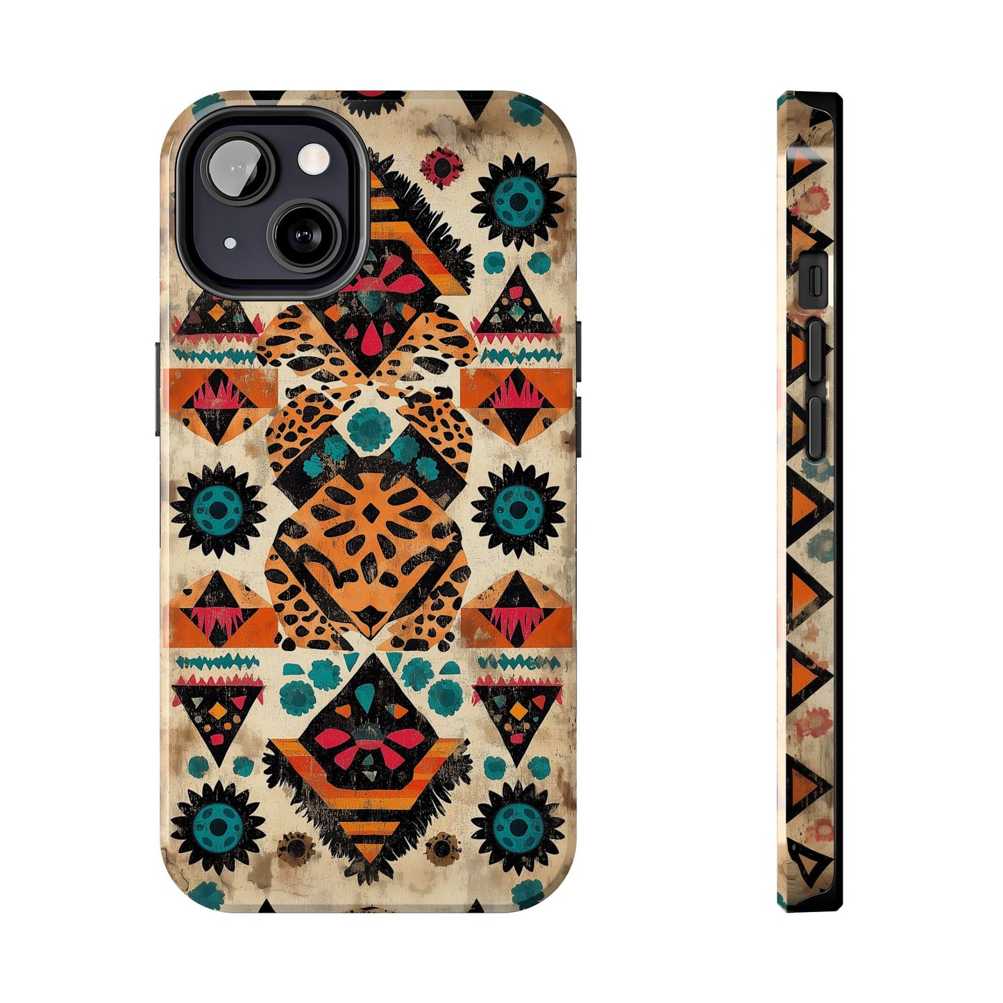 Bohemian Leopard & Tribal Floral Tough iPhone Case – Vibrant Eclectic Design, Dual - Layer Protection - BOGO Cases