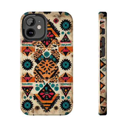 Bohemian Leopard & Tribal Floral Tough iPhone Case – Vibrant Eclectic Design, Dual - Layer Protection - BOGO Cases