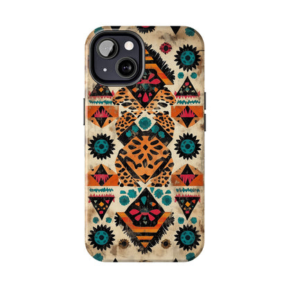 Bohemian Leopard & Tribal Floral Tough iPhone Case – Vibrant Eclectic Design, Dual - Layer Protection - BOGO Cases