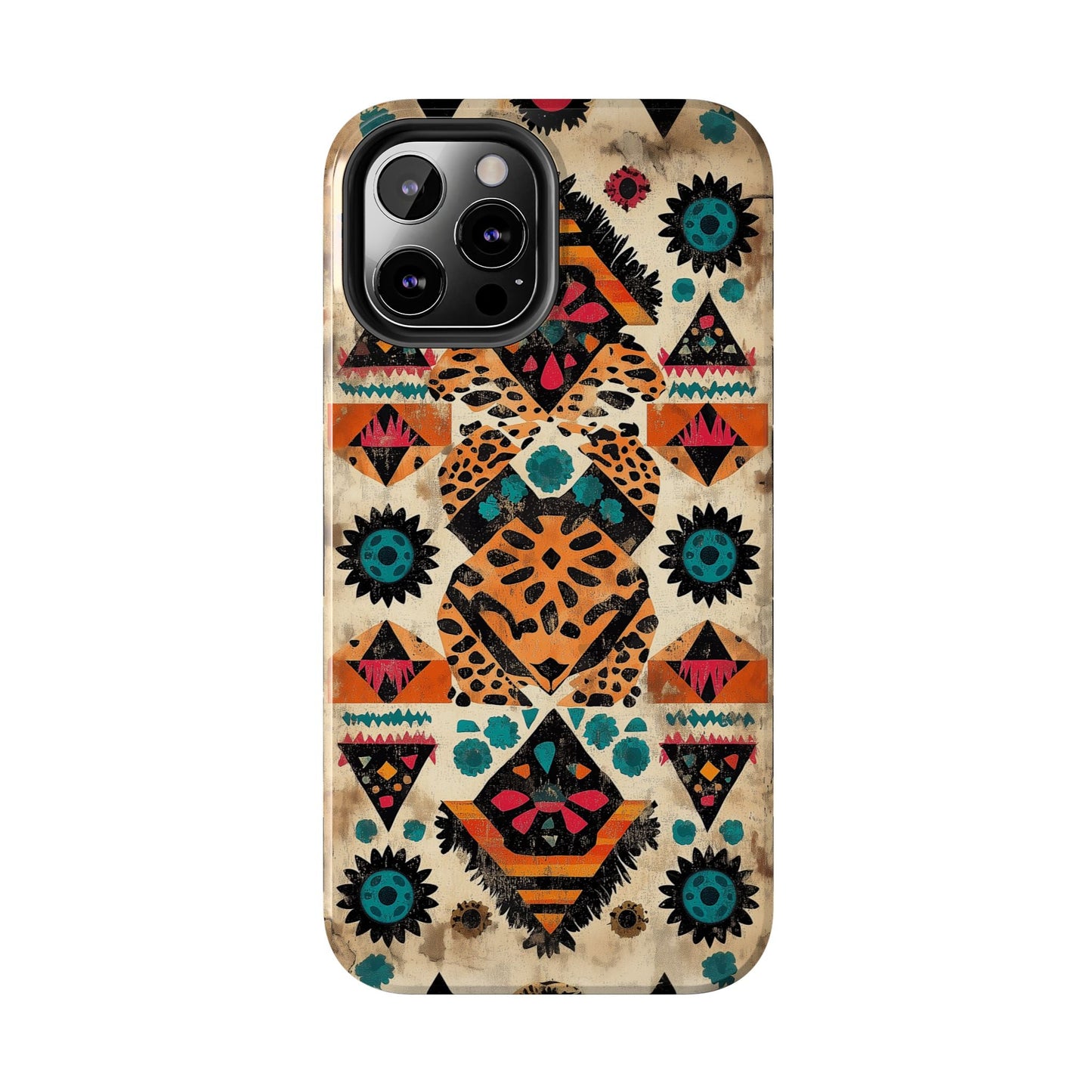 Bohemian Leopard & Tribal Floral Tough iPhone Case – Vibrant Eclectic Design, Dual - Layer Protection - BOGO Cases