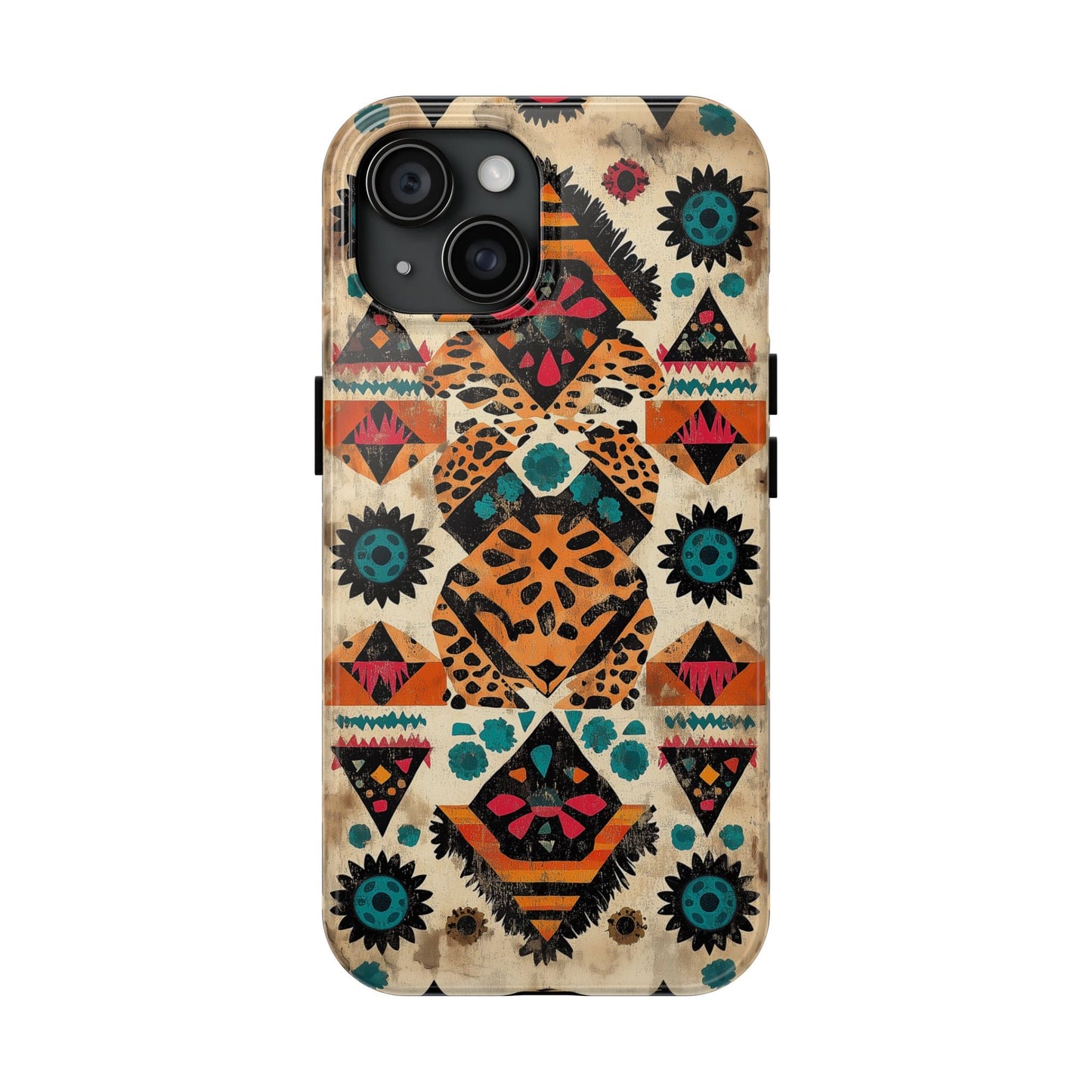 Bohemian Leopard & Tribal Floral Tough iPhone Case – Vibrant Eclectic Design, Dual - Layer Protection - BOGO Cases