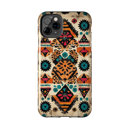 Bohemian Leopard & Tribal Floral Tough iPhone Case – Vibrant Eclectic Design, Dual - Layer Protection - BOGO Cases